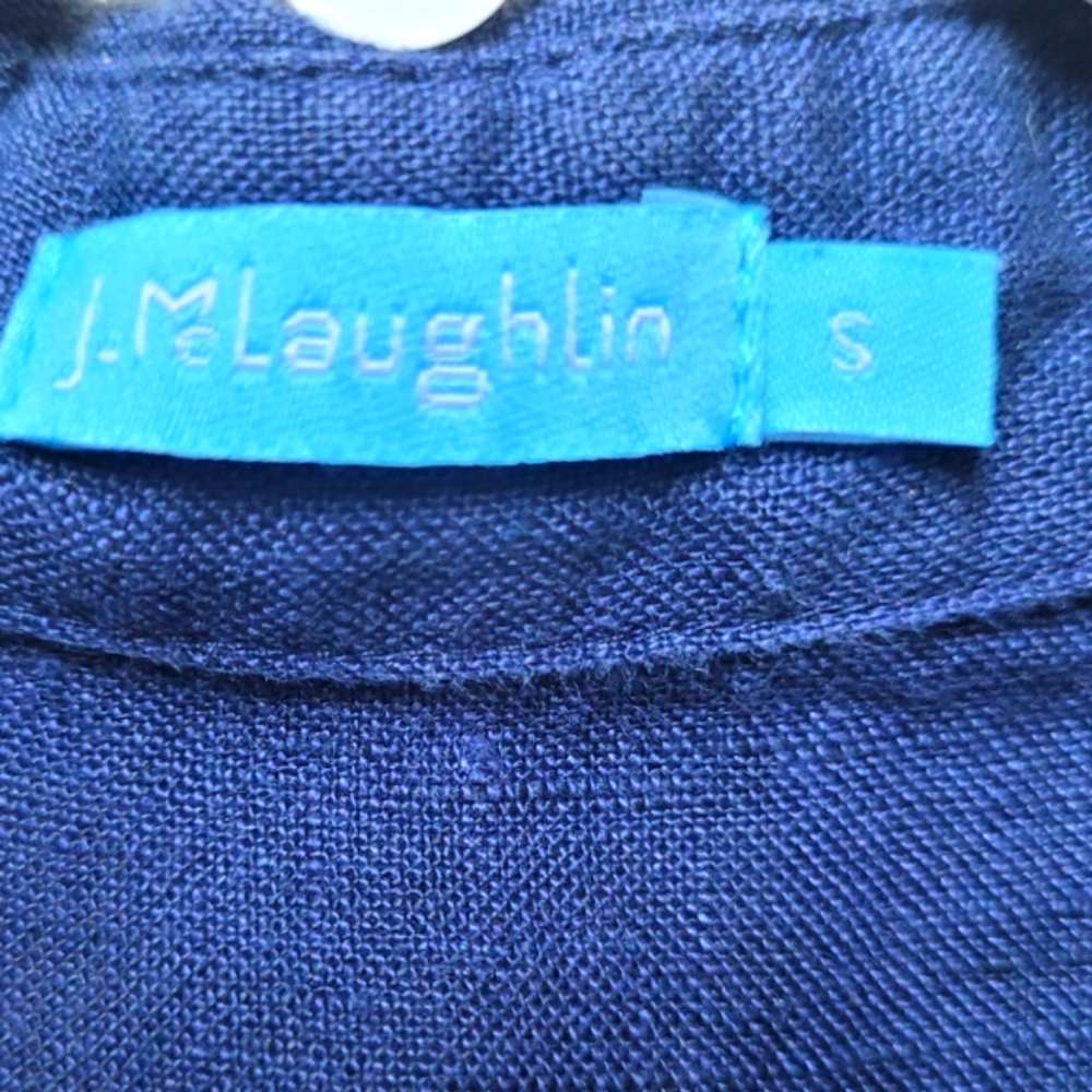 J.McLaughlin 100% Linen Sleeveless Shirt Dress Blue Pockets Size S - Picture 12 of 16